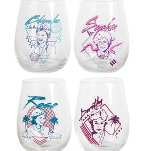 NIB The Golden Girls Stemless Wine Glass Collectible Set of 4